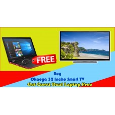 OkaeYa 32 Inch Smart LED TV 1.5 Years Warranty + Free Core2Duo Laptop + Laptop Bag + Cashback up to Rs. 3000